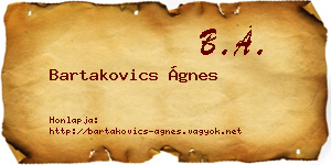 Bartakovics Ágnes névjegykártya